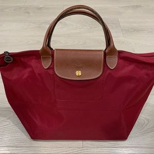 Long Champ Le Pliage Travel Bag in Red